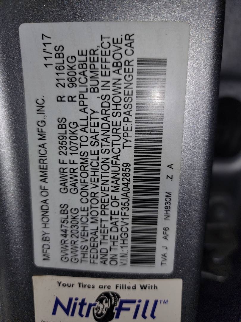 2018 HONDA ACCORD — 118670 Miles — Lot A042859 - Marhaba Auctions Used Cars - Image 7