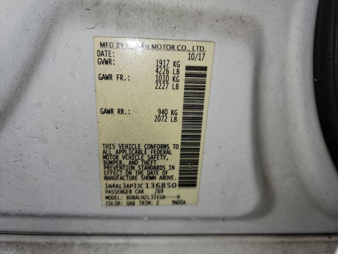 2018 NISSAN ALTIMA — 97047 Miles — Lot 76062493 - Marhaba Auctions Used Cars - Image 9