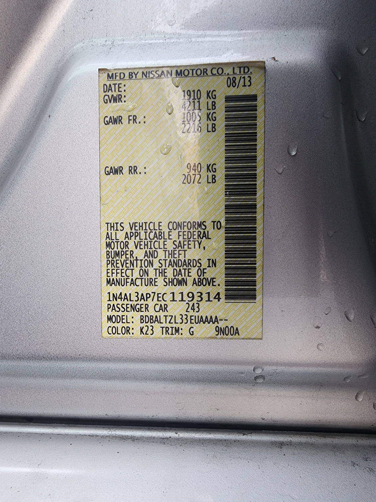 2014 NISSAN ALTIMA — 185209 Miles — Lot 38379026 — Souq - Marhaba Auctions Used Cars - Image 9