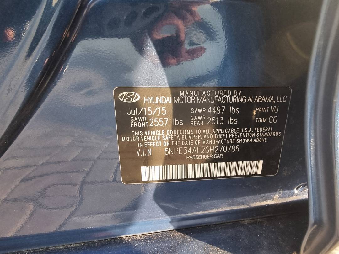 HYUNDAI SONATA 2016 - Marhaba Auction Used Cars - Image 9