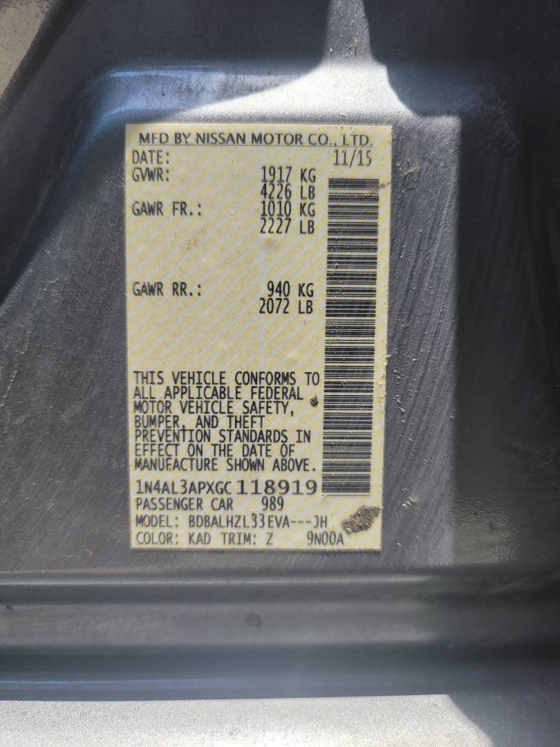 2016 NISSAN ALTIMA — 119141 Miles — Lot XGC118919 — Main - Marhaba Auctions Used Cars - Image 9