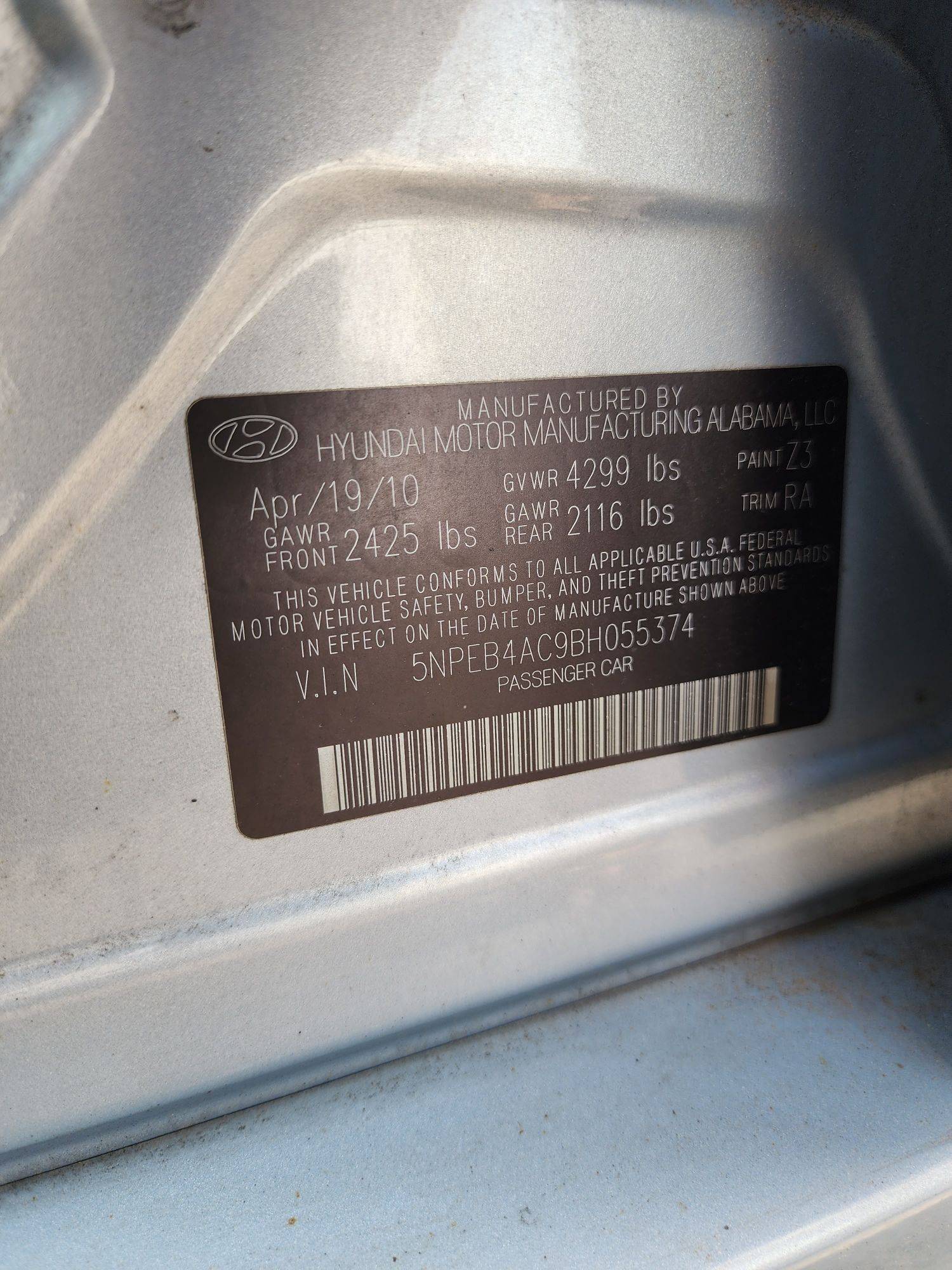 2011 HYUNDAI SONATA — 116913 Miles — Lot 42086884 — Souq - Marhaba Auctions Used Cars - Image 9