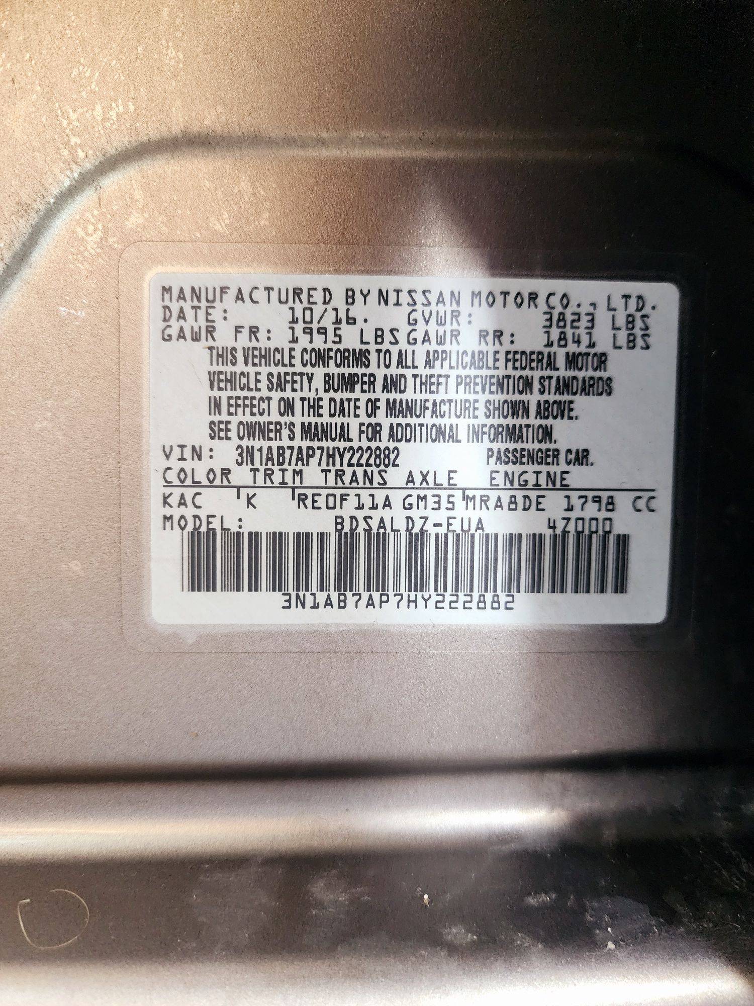 2017 NISSAN SENTRA — 107706 Miles — Lot HY222882 — Souq - Marhaba Auctions Used Cars - Image 9