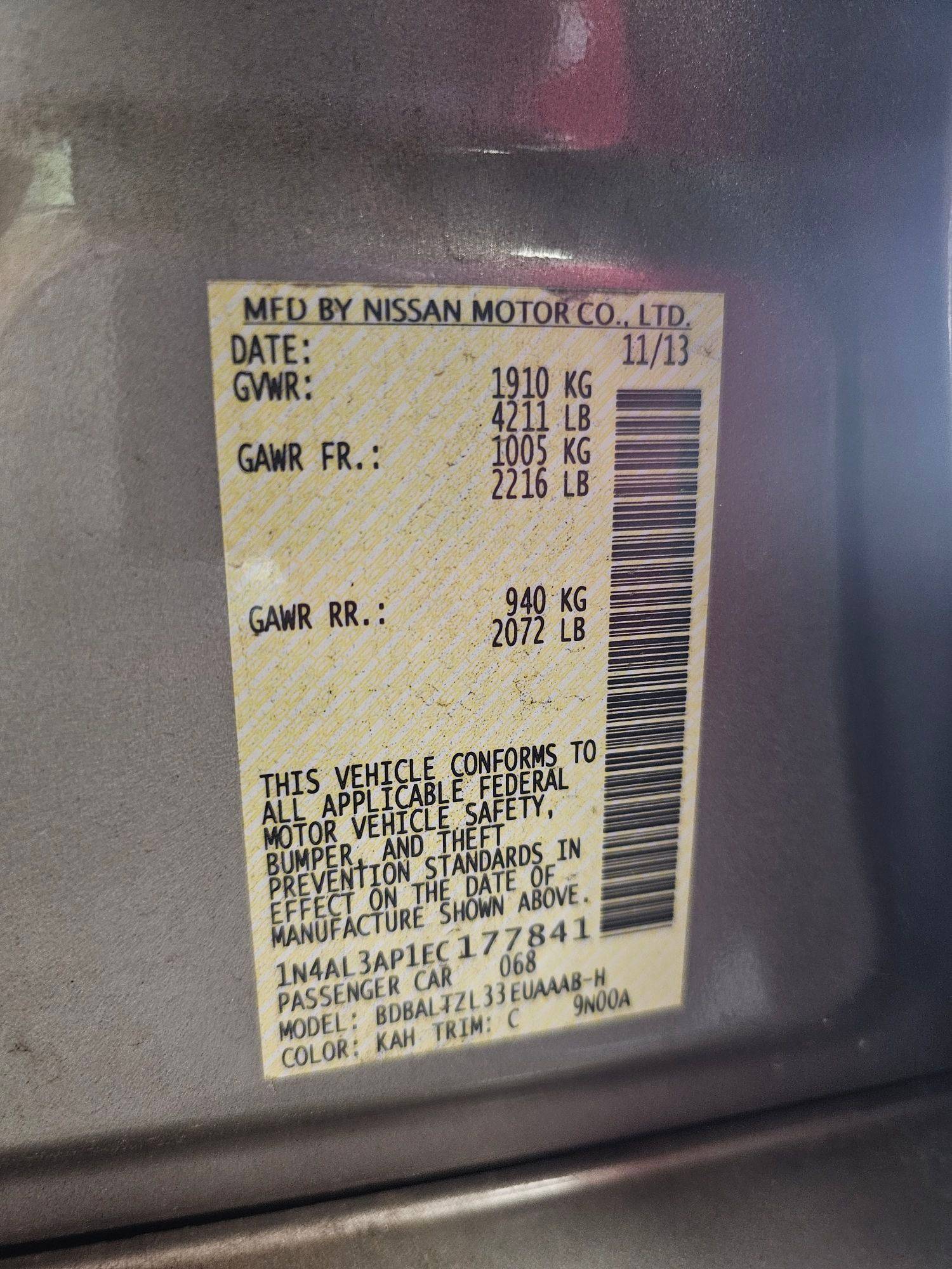 2014 NISSAN ALTIMA — 132859 Miles — Lot 53386975 — Souq - Marhaba Auctions Used Cars - Image 10