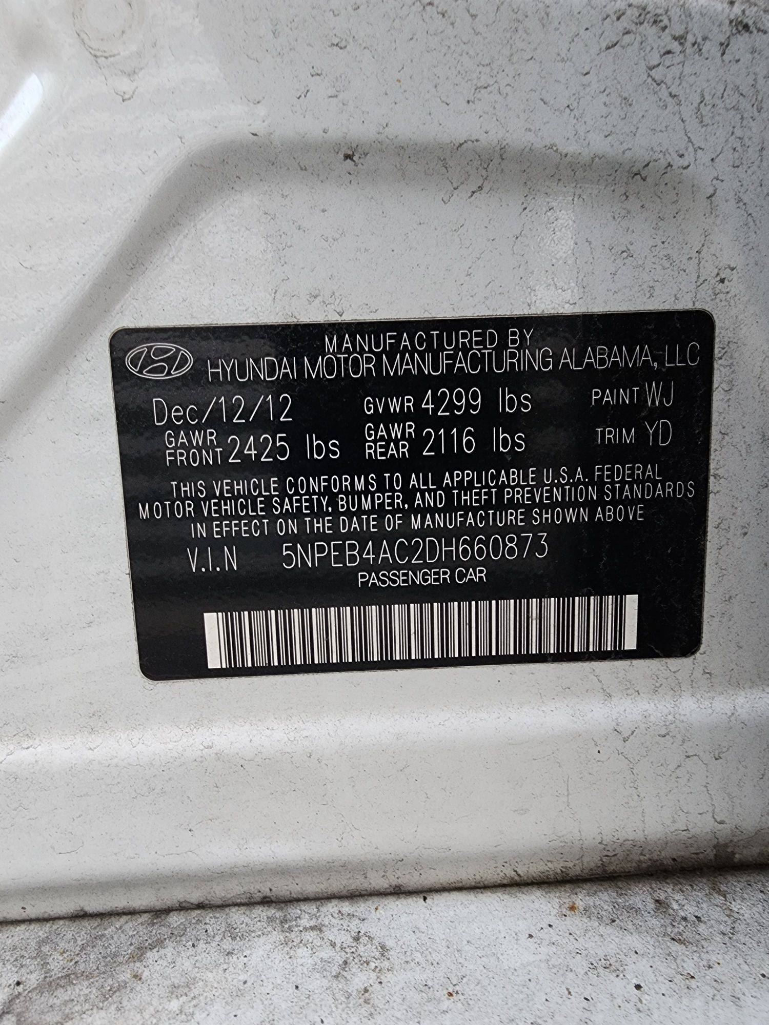 2013 HYUNDAI SONATA — 110242 Miles — Lot 42117174 — Souq - Marhaba Auctions Used Cars - Image 9