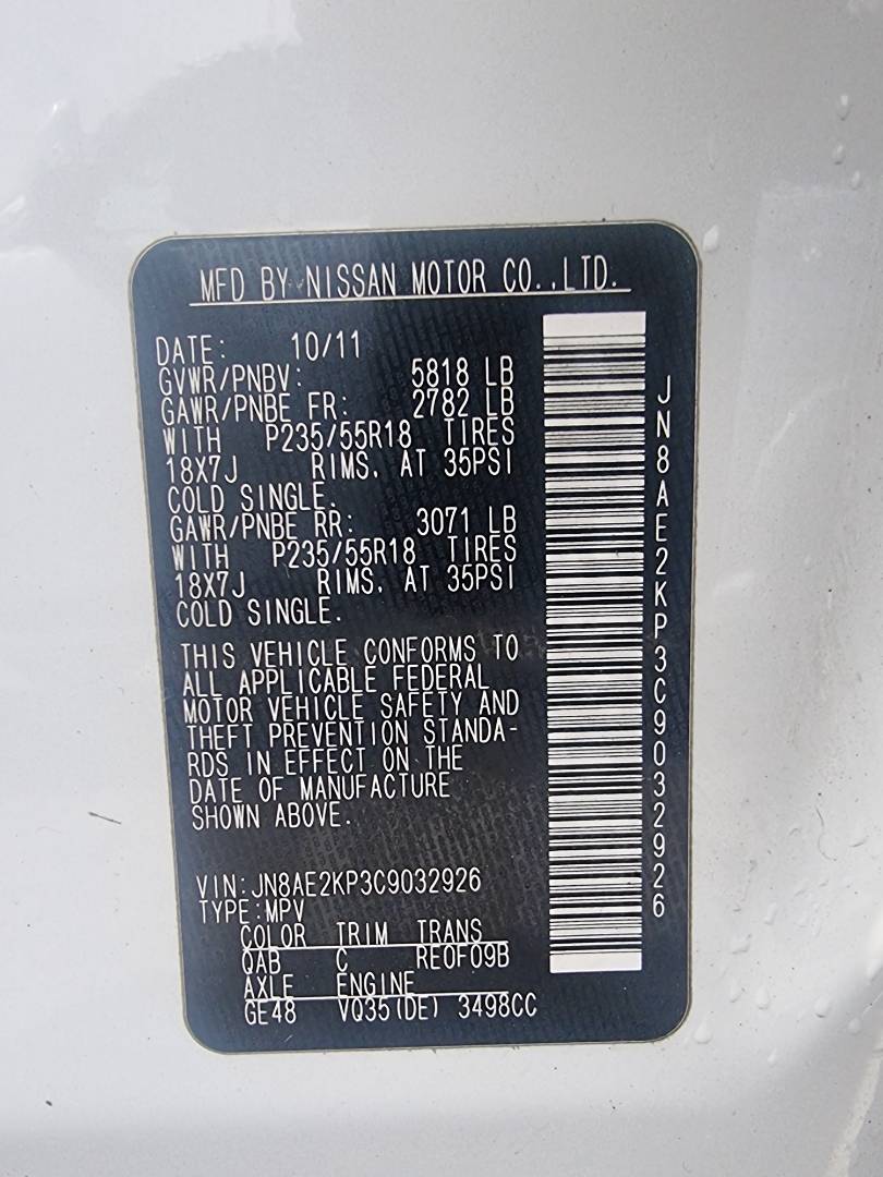 2012 NISSAN QUEST — 203263 Miles — Lot 215487 — Ind. 12 - Marhaba Auctions Used Cars - Image 10