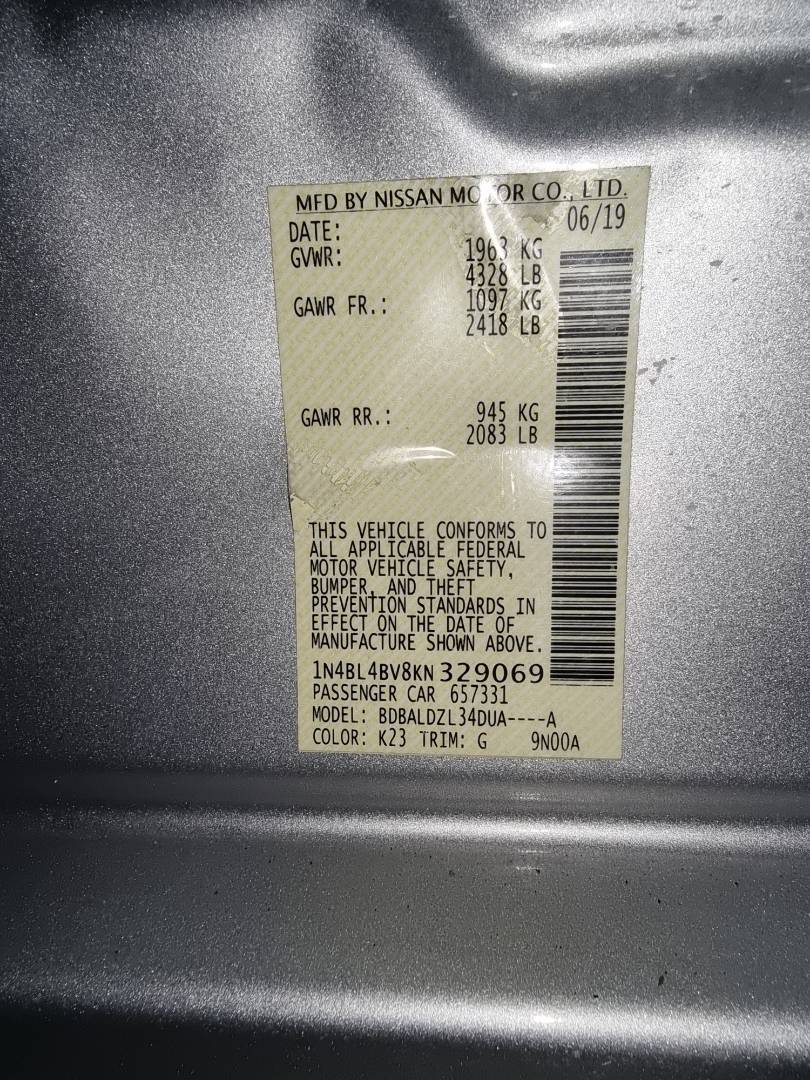 2019 NISSAN ALTIMA — 90201 Miles — Lot 584565 - Marhaba Auctions Used Cars - Image 9