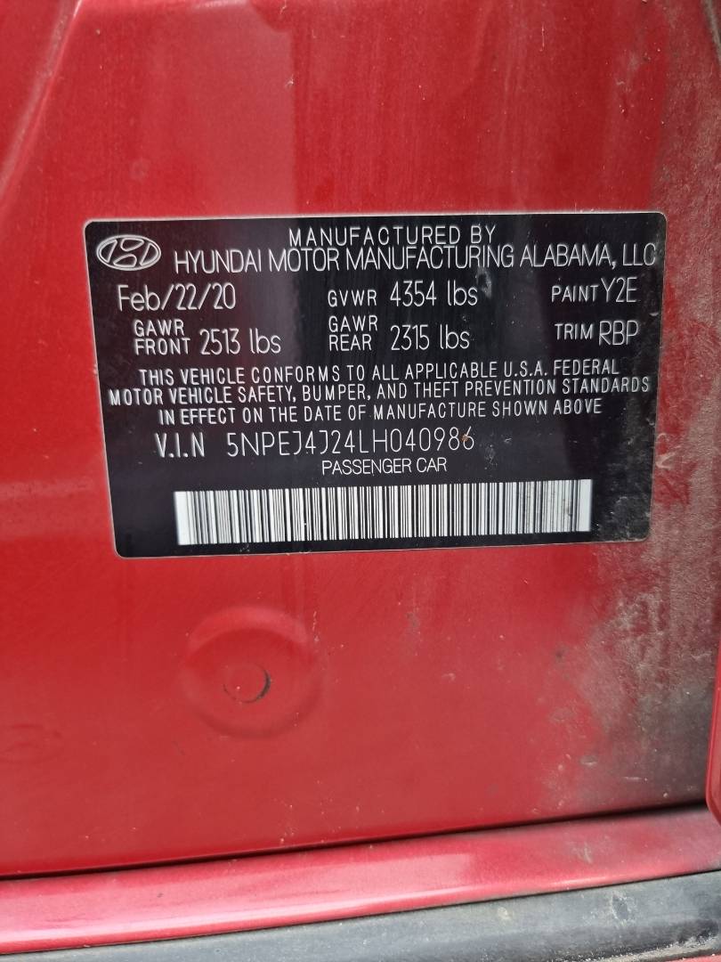 2020 HYUNDAI SONATA — 128546 Miles — Lot H040986 — Ind. 12 - Marhaba Auctions Used Cars - Image 8