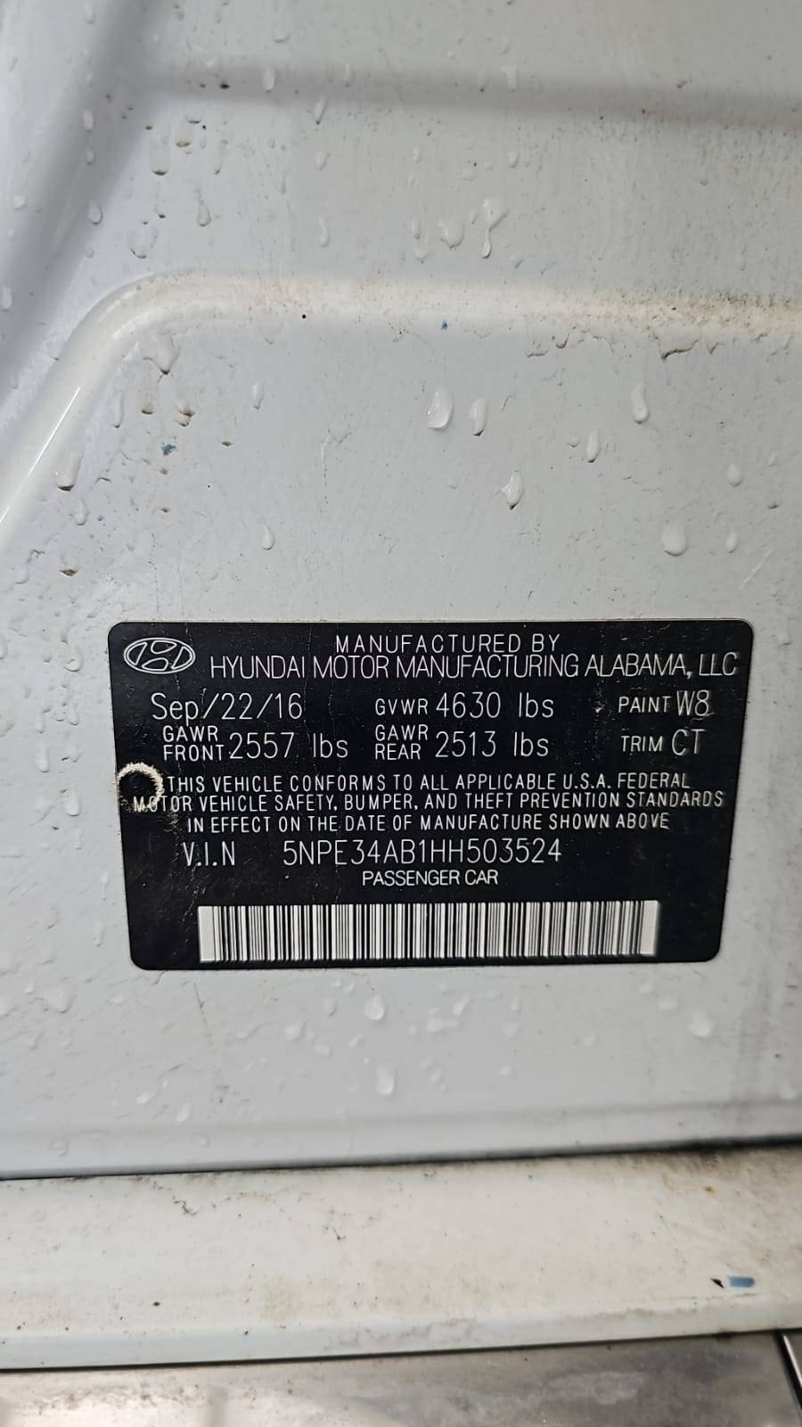 HYUNDAI SONATA 2017 - Marhaba Auction Used Cars - Image 3