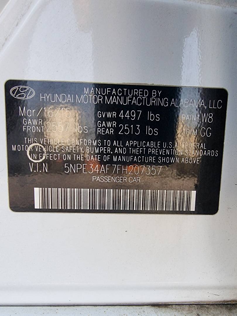 2015 HYUNDAI SONATA — 76865 Miles — Lot 125487 — Souq - Marhaba Auctions Used Cars - Image 8