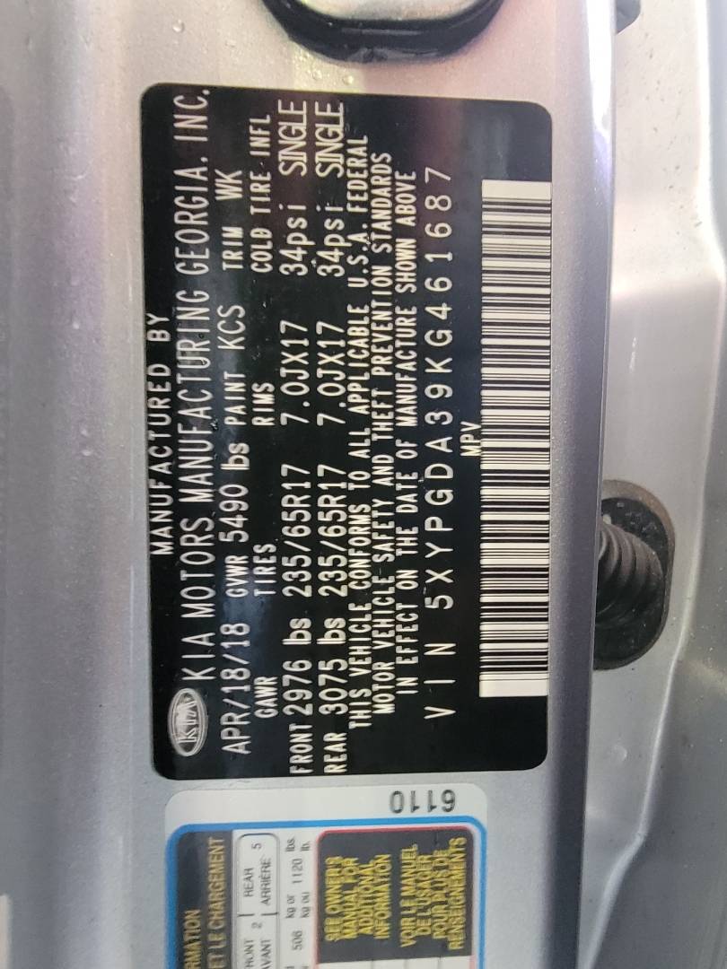 2019 KIA SORENTO — 76777 Miles — Lot G461687 - Marhaba Auctions Used Cars - Image 10