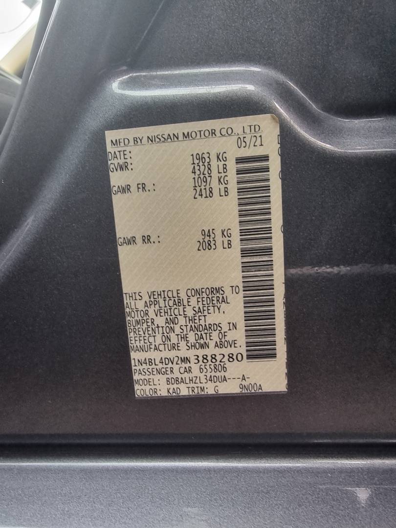 2021 NISSAN ALTIMA — 101306 Miles — Lot 125487 — Main - Marhaba Auctions Used Cars - Image 9