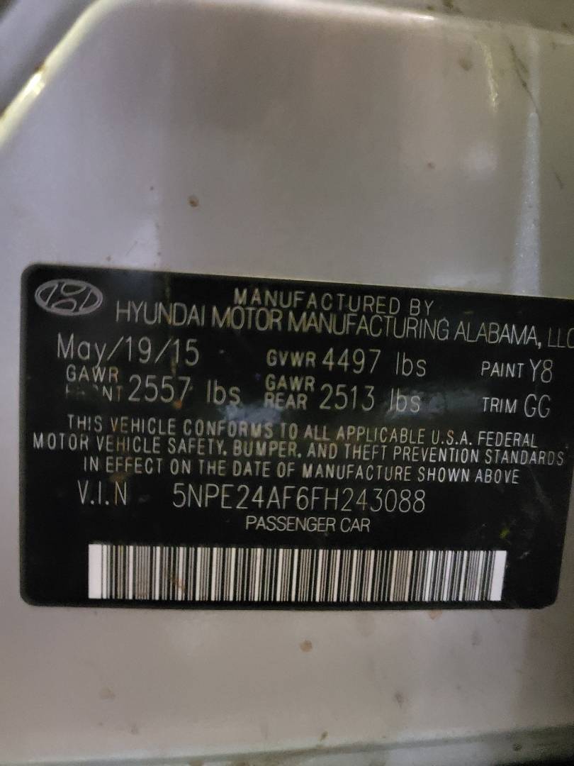 2015 HYUNDAI SONATA — 152359 Miles — Lot 6FH243088 — Main - Marhaba Auctions Used Cars - Image 6