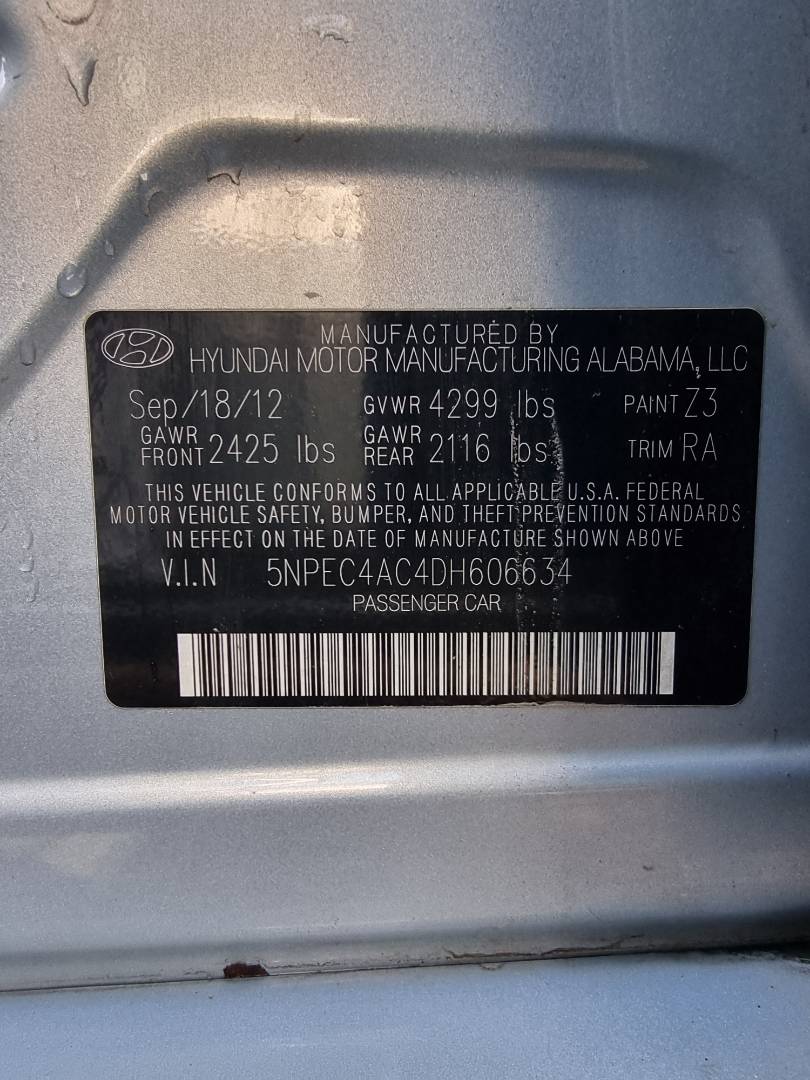 2013 HYUNDAI SONATA — 85514 Miles — Lot 215478 — Ind. 12 - Marhaba Auctions Used Cars - Image 10