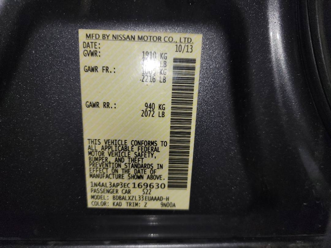 2014 NISSAN ALTIMA — 176505 Miles — Lot 169630 - Marhaba Auctions Used Cars - Image 10