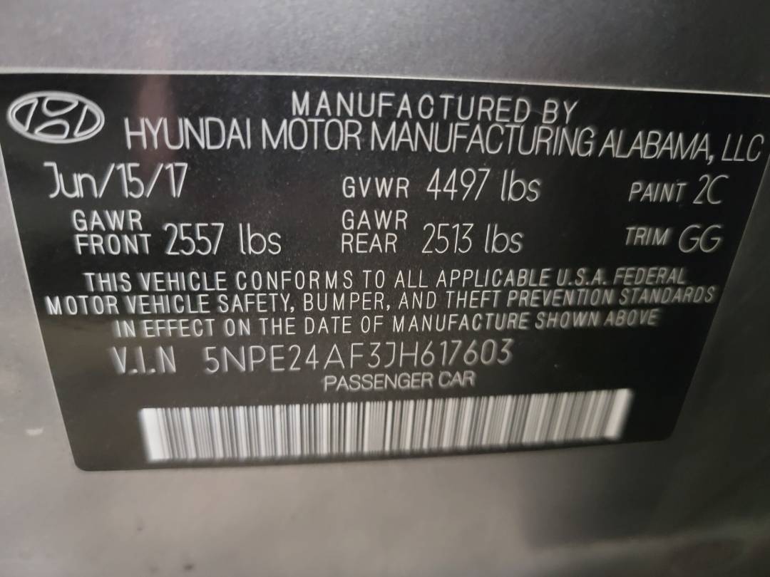 2018 HYUNDAI SONATA — 72072 Miles — Lot JH617603 - Marhaba Auctions Used Cars - Image 8