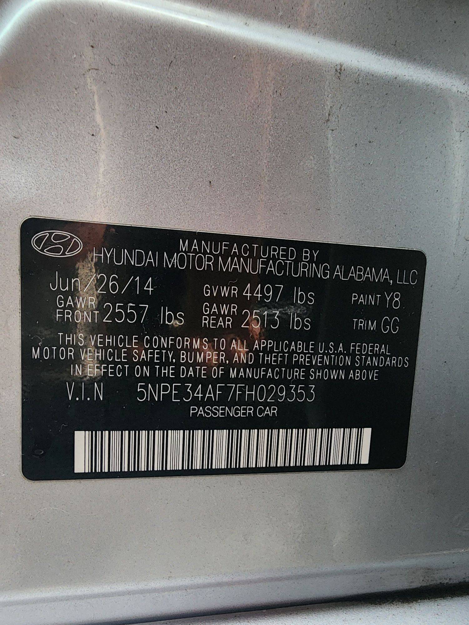 2015 HYUNDAI SONATA — 172247 Miles — Lot 29353 — Ind. 12 - Marhaba Auctions Used Cars - Image 10