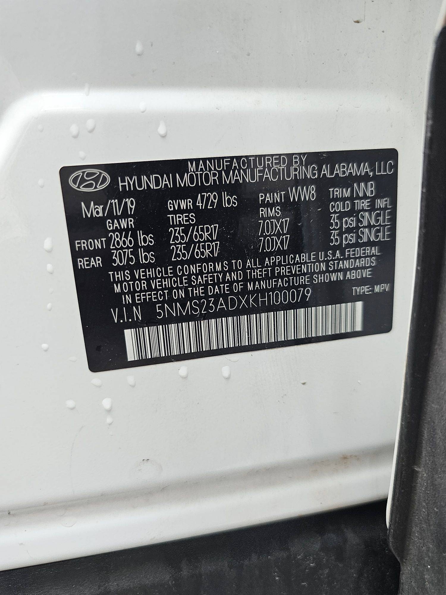 2019 HYUNDAI SANTA FE — 137584 Miles — Lot KH100079 — Souq - Marhaba Auctions Used Cars - Image 9