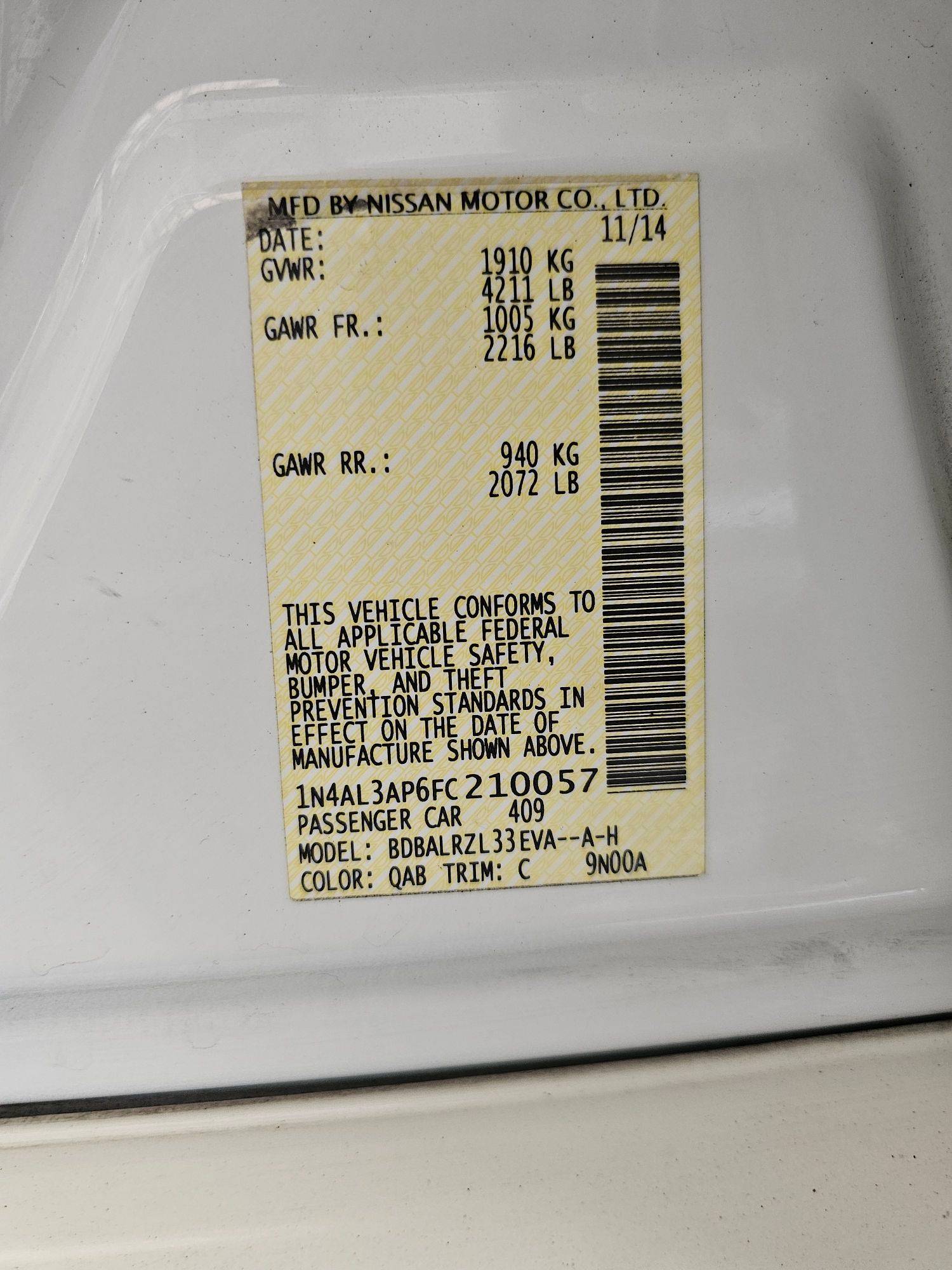 2015 NISSAN ALTIMA — 125803 Miles — Lot 6FC210057 — Souq - Marhaba Auctions Used Cars - Image 10