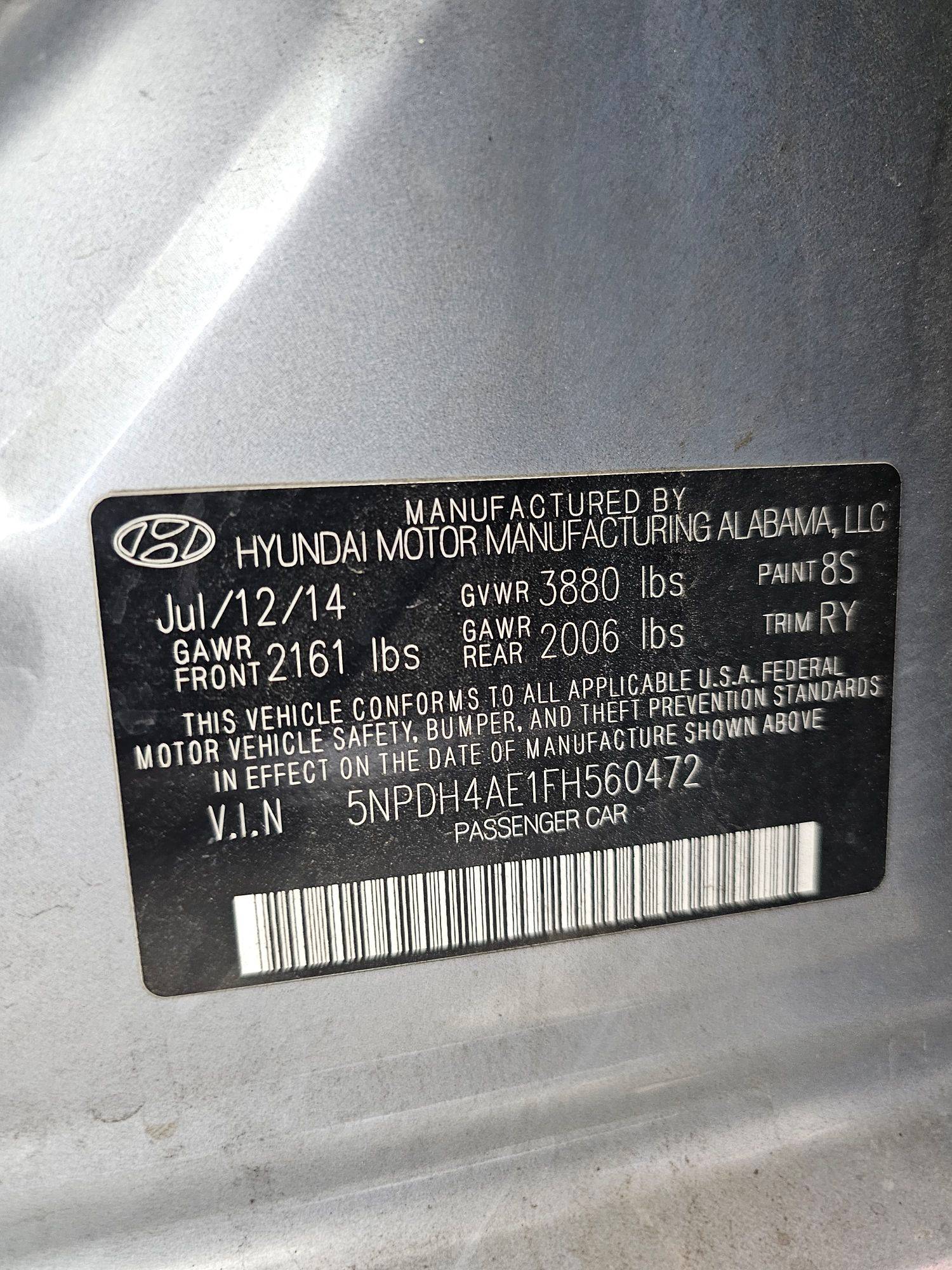 2015 HYUNDAI ELANTRA — 187102 Miles — Lot FH560472 — Souq - Marhaba Auctions Used Cars - Image 9