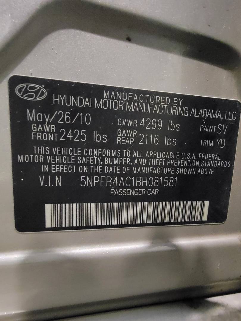 2011 HYUNDAI SONATA — 160883 Miles — Lot 76188223 - Marhaba Auctions Used Cars - Image 10