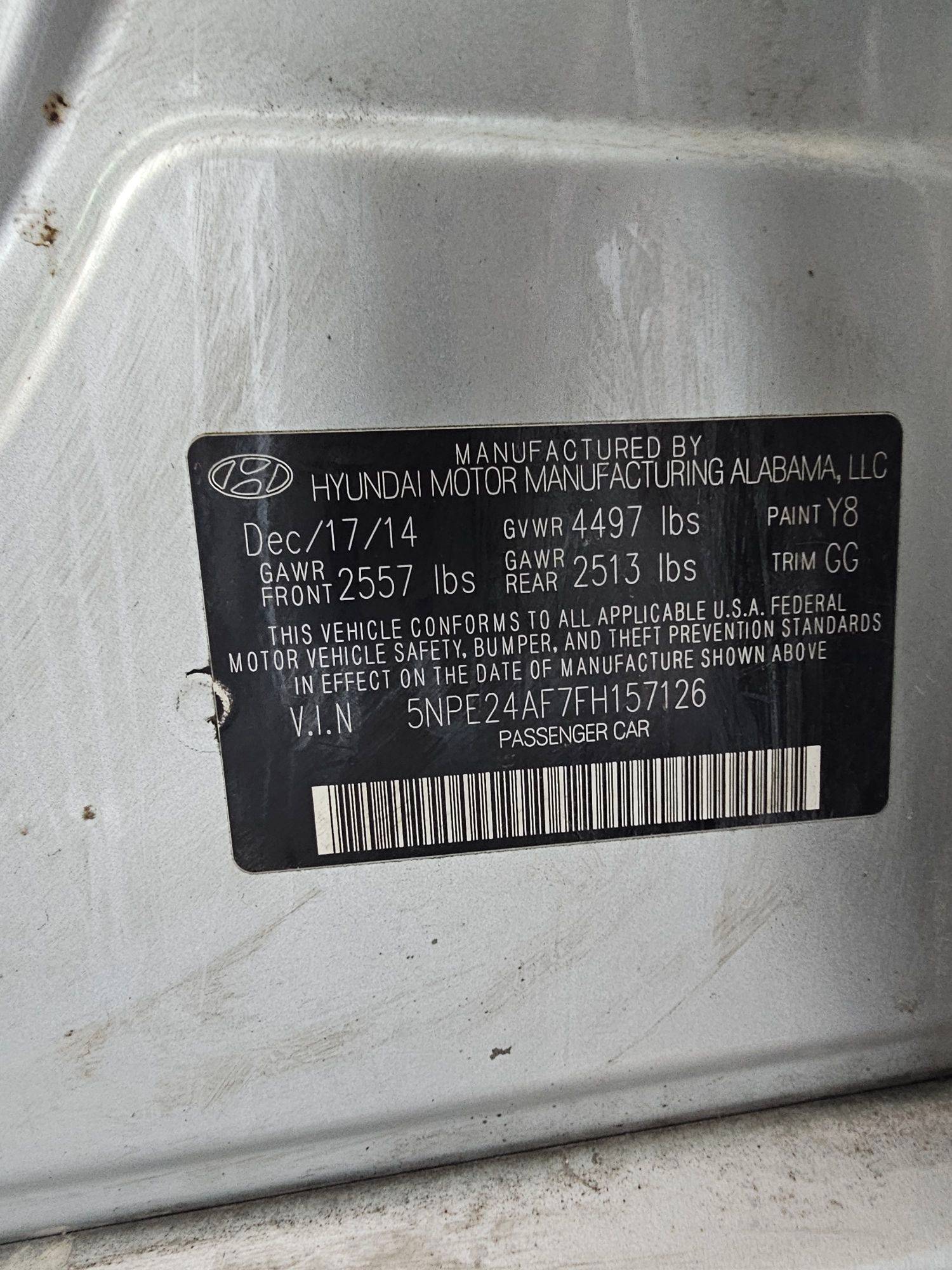 2015 HYUNDAI SONATA — 144453 Miles — Lot 4AF7FH157126 — Main - Marhaba Auctions Used Cars - Image 8