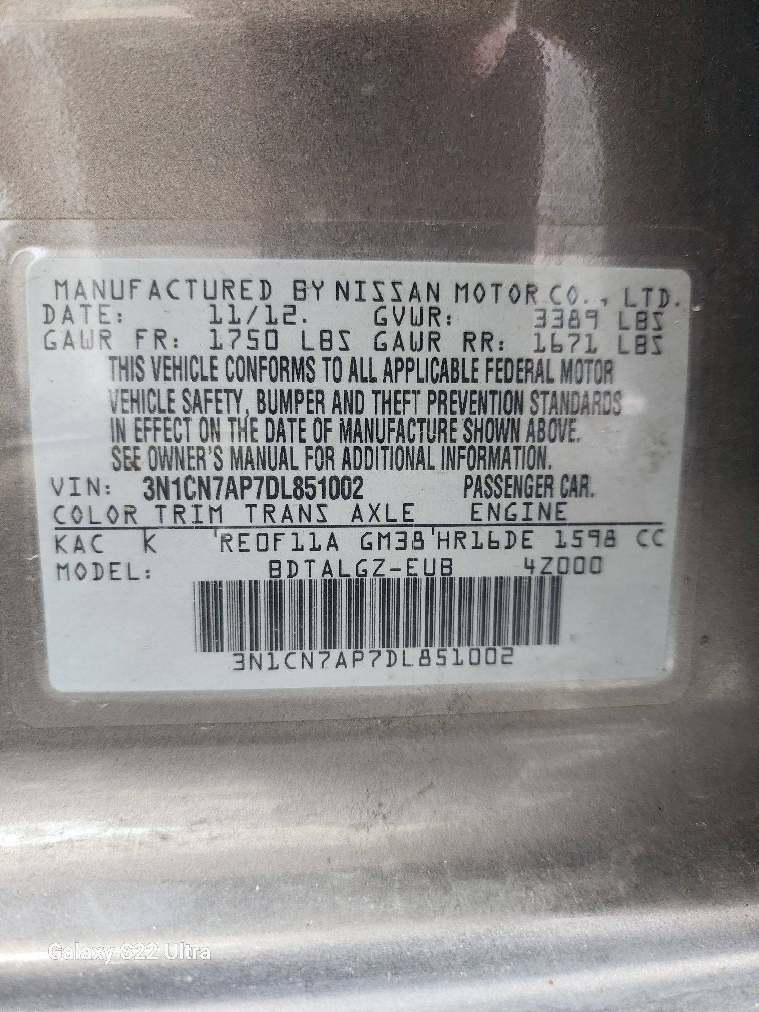2013 NISSAN VERSA — 175761 Miles — Lot 38101134 - Marhaba Auctions Used Cars - Image 8