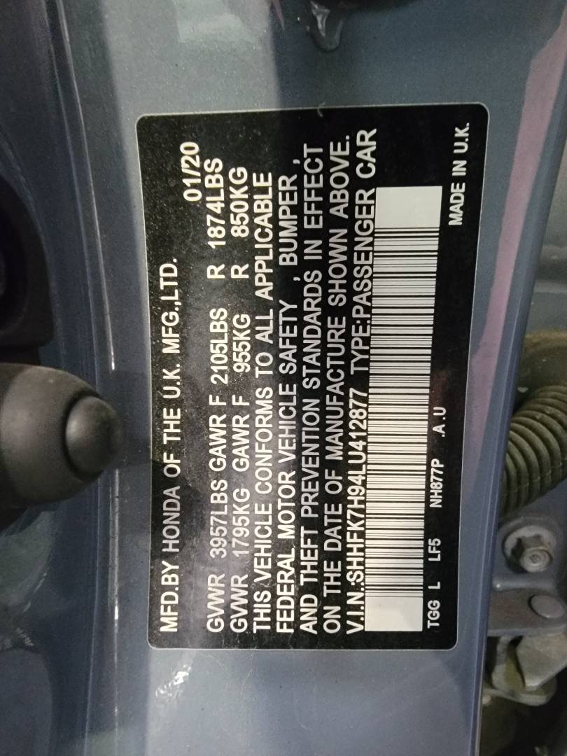 2018 HONDA CIVIC — 72896 Miles — Lot U412877 - Marhaba Auctions Used Cars - Image 8