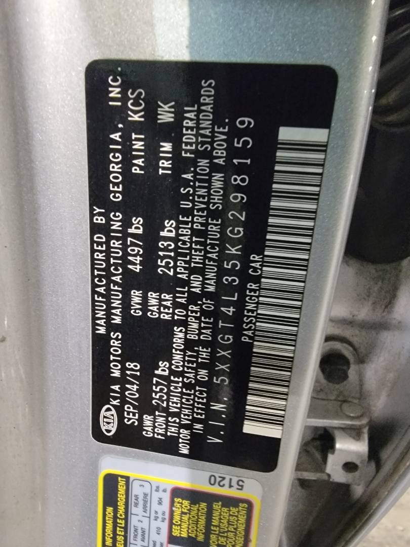 2019 KIA OPTIMA — 162400 Miles — Lot G298159 — Main - Marhaba Auctions Used Cars - Image 10