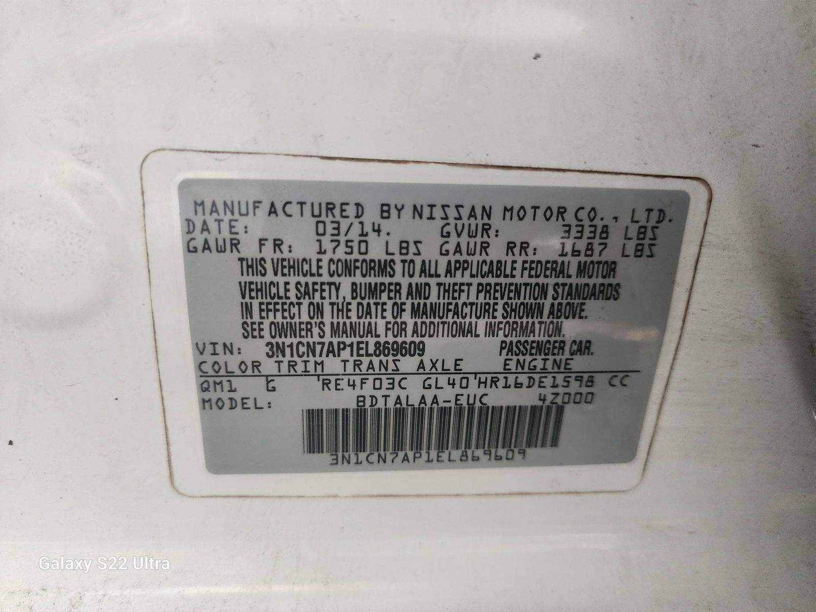 2014 NISSAN VERSA — 92394 Miles — Lot 69876603 - Marhaba Auctions Used Cars - Image 9