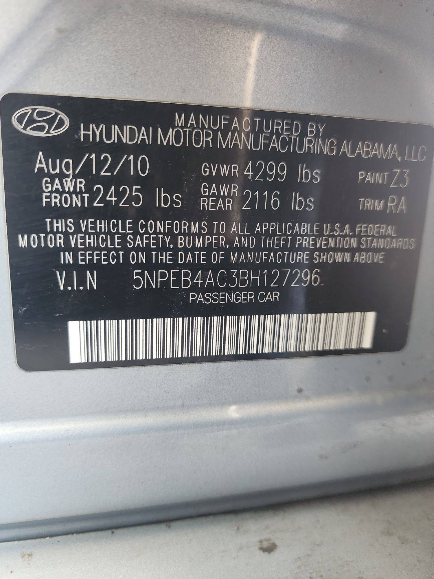 2011 HYUNDAI SONATA — 155430 Miles — Lot 56473163 - Marhaba Auctions Used Cars - Image 3