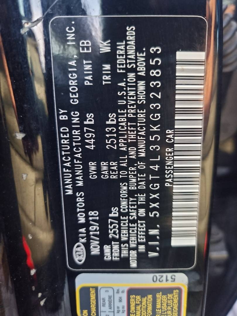 2019 KIA OPTIMA — 169071 Miles — Lot G323853 — Ind. 12 - Marhaba Auctions Used Cars - Image 8
