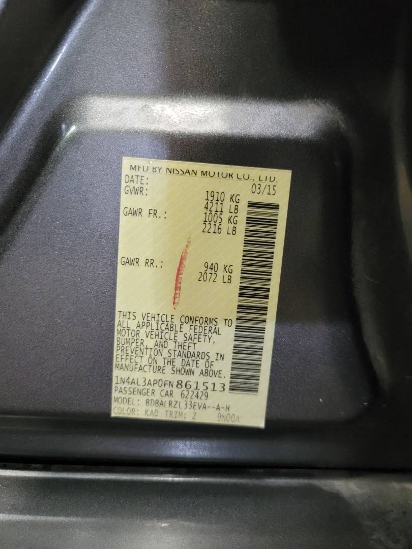2015 NISSAN ALTIMA — 184073 Miles — Lot FN861513 — Main - Marhaba Auctions Used Cars - Image 10