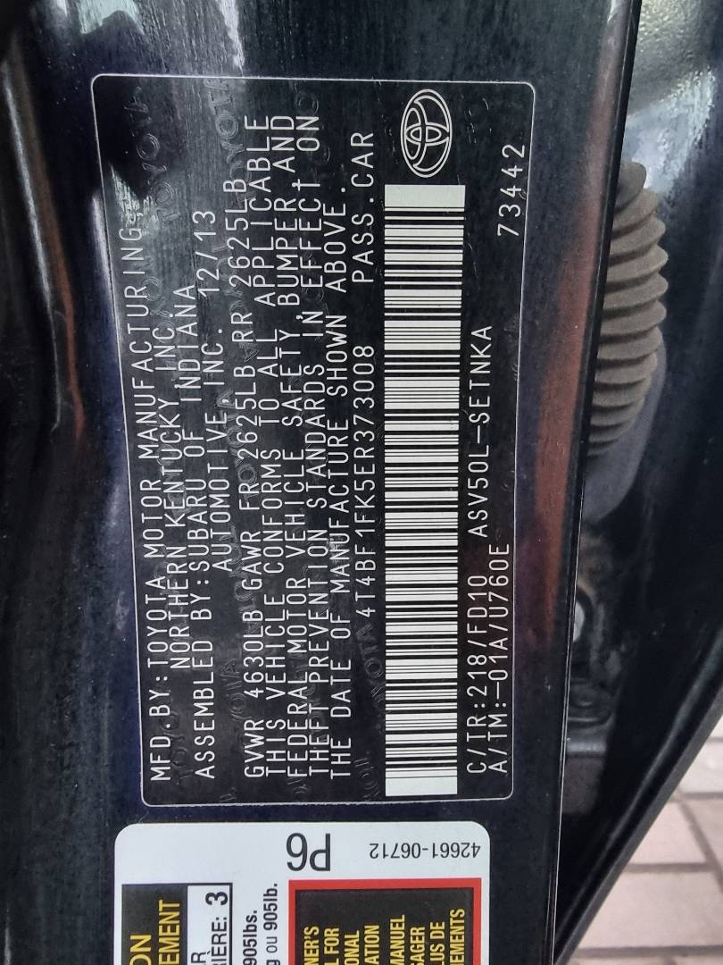 2014 TOYOTA CAMRY — 247789 Miles — Lot R373008 — Main - Marhaba Auctions Used Cars - Image 9
