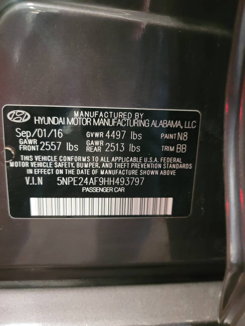 2017 HYUNDAI SONATA — 151546 Miles — Lot H493797 — Main - Marhaba Auctions Used Cars - Image 10