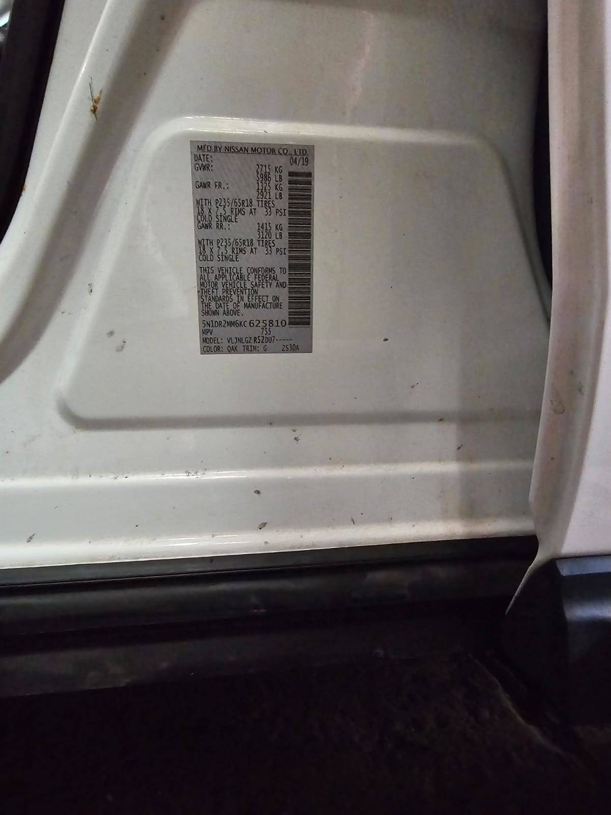 2019 NISSAN PATHFINDER — 154027 Miles — Lot 6KC625810 — Main - Marhaba Auctions Used Cars - Image 9