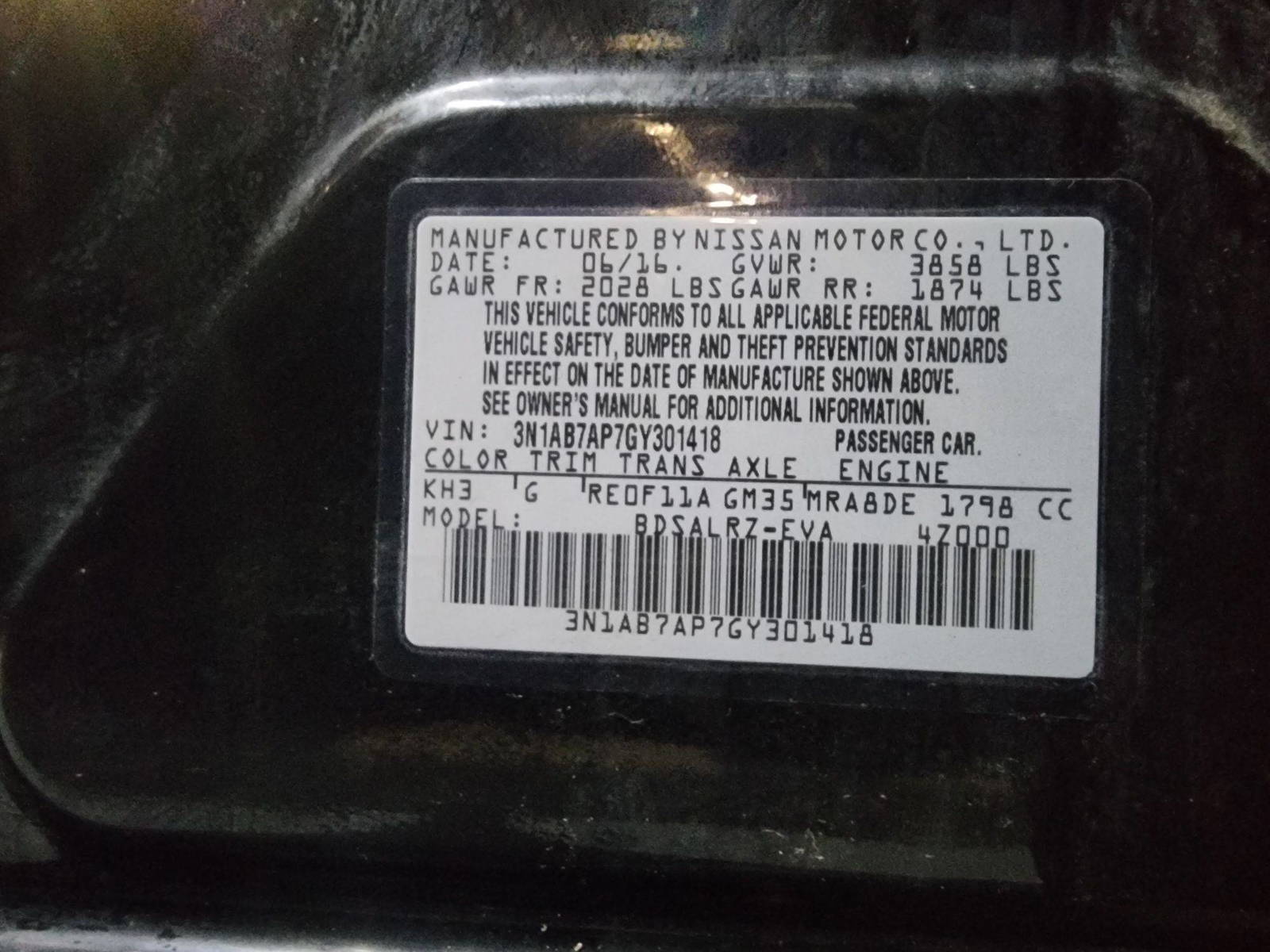 2016 NISSAN SENTRA — 177778 Miles — Lot 301418 — Main - Marhaba Auctions Used Cars - Image 9