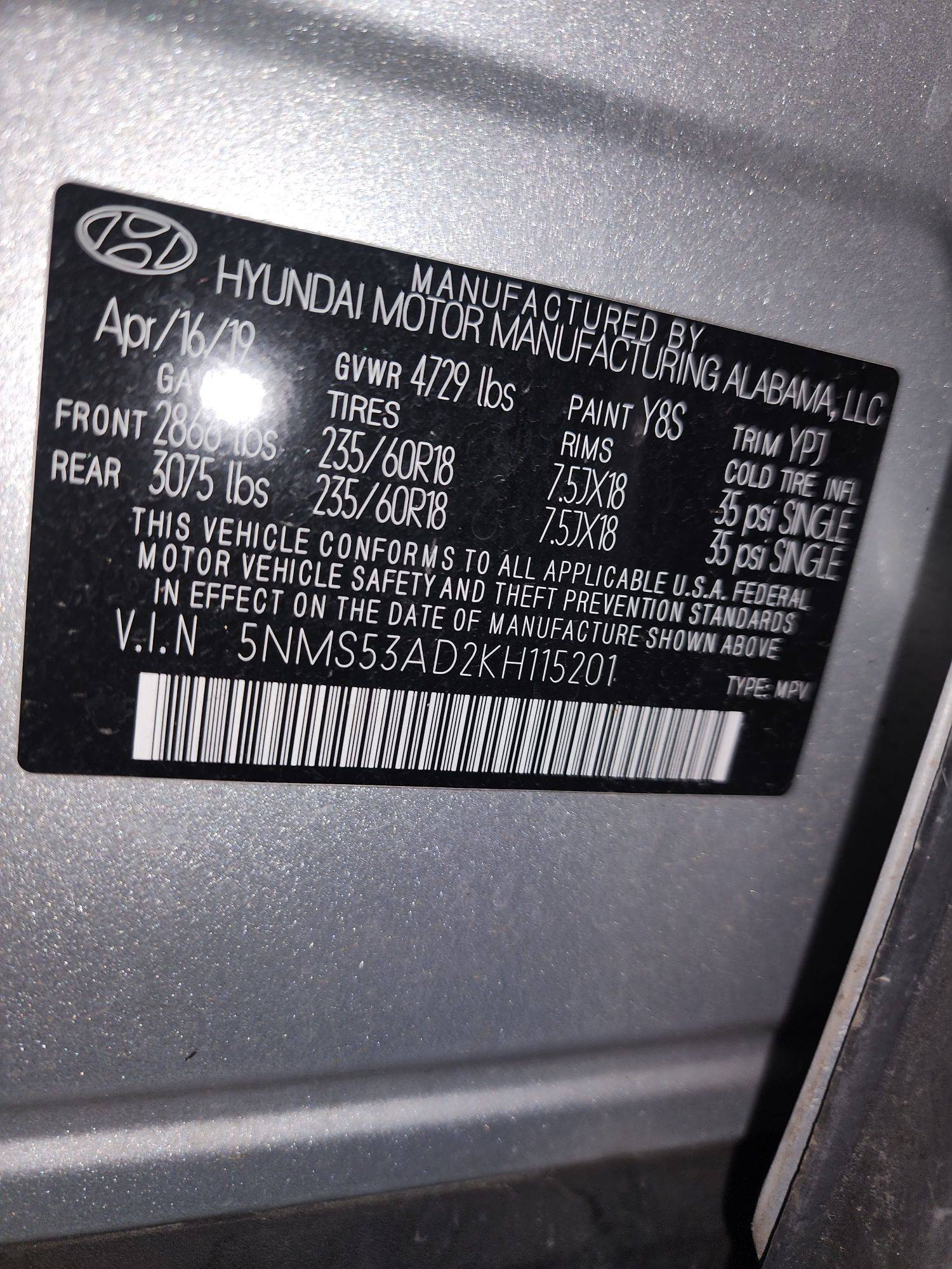2019 HYUNDAI SANTA FE — 103644 Miles — Lot 43804806 - Marhaba Auctions Used Cars - Image 11