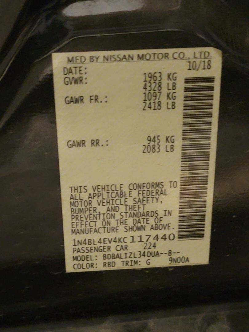 2019 NISSAN ALTIMA — 155608 Miles — Lot C117440 — Main - Marhaba Auctions Used Cars - Image 9