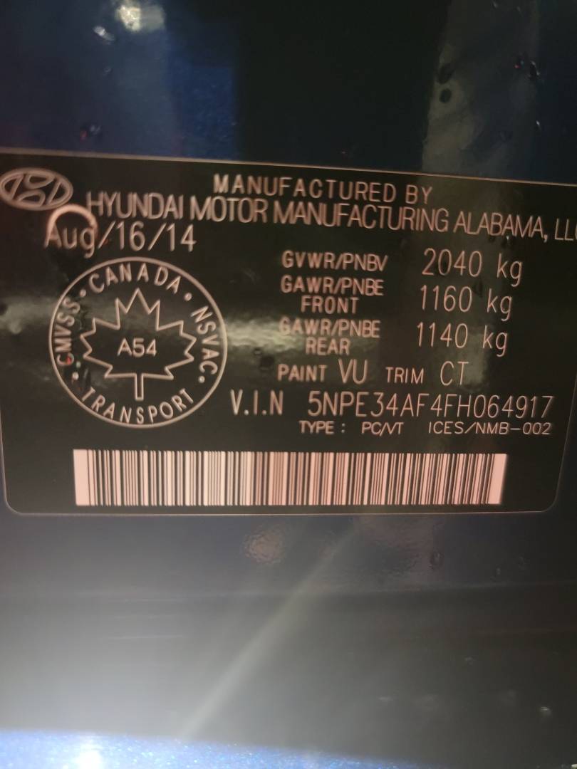 2015 HYUNDAI SONATA — 97749 KM — Lot H064917 - Marhaba Auctions Used Cars - Image 3