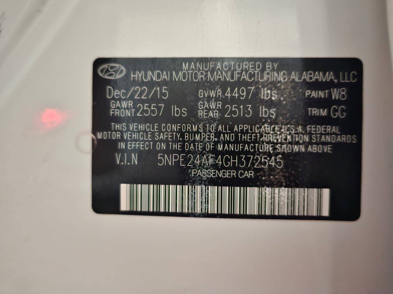 2016 HYUNDAI SONATA — 153944 Miles — Lot H372545 — Main - Marhaba Auctions Used Cars - Image 8