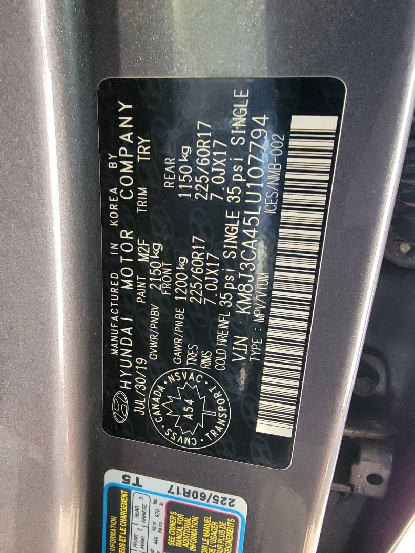 2020 HYUNDAI TUCSON — 104011 KM — Lot 07794 — Main - Marhaba Auctions Used Cars - Image 11