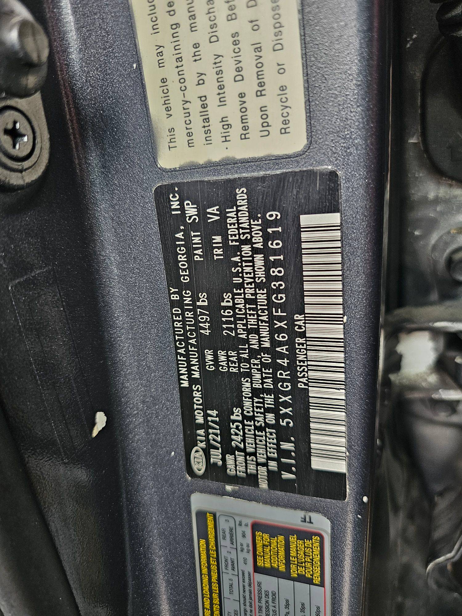 2015 KIA OPTIMA — 173038 Miles — Lot G381619 — Souq - Marhaba Auctions Used Cars - Image 10