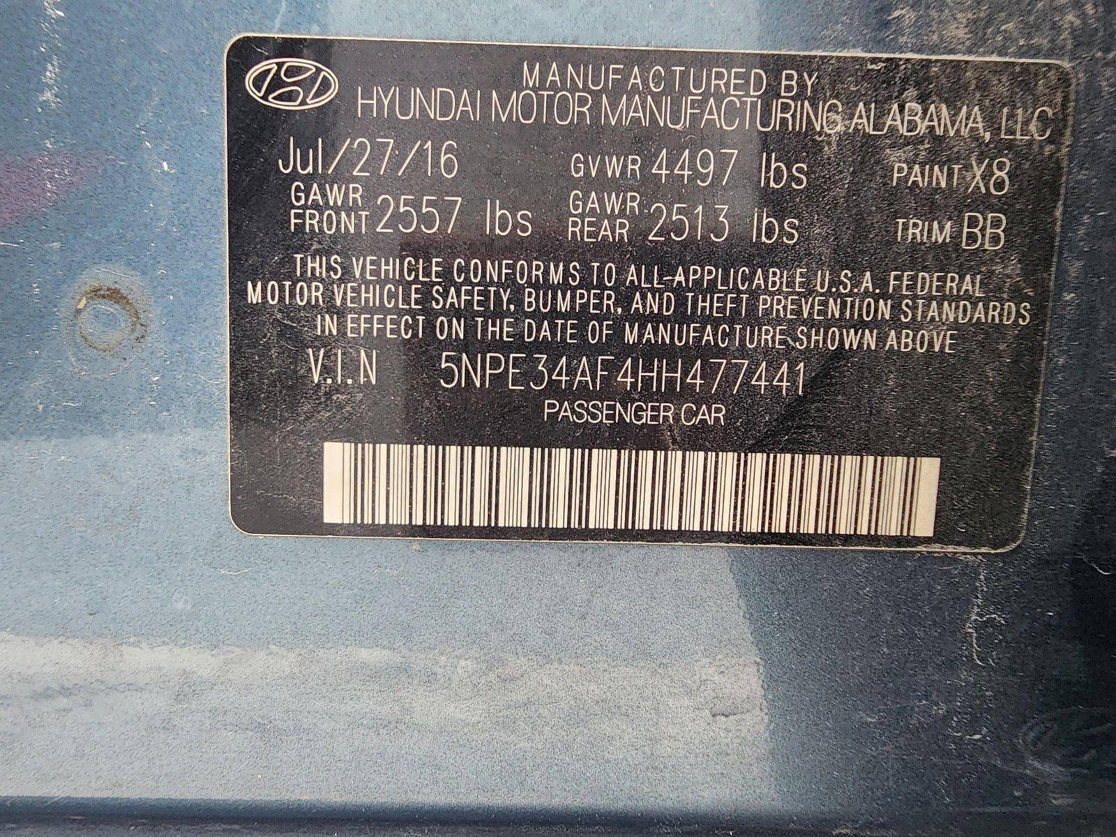 2017 HYUNDAI SONATA — 114981 Miles — Lot 77441 — Al Quoz - Marhaba Auctions Used Cars - Image 10