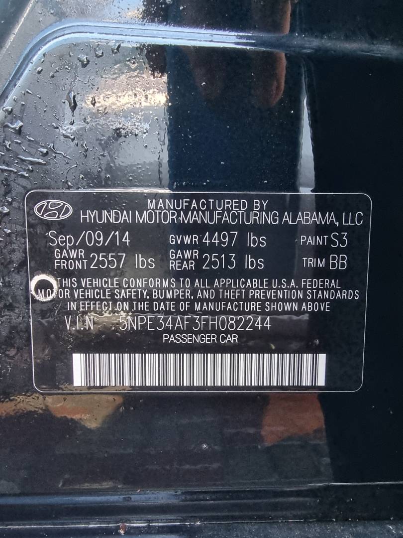 2015 HYUNDAI SONATA — 180376 Miles — Lot 215487 — Ind. 12 - Marhaba Auctions Used Cars - Image 9