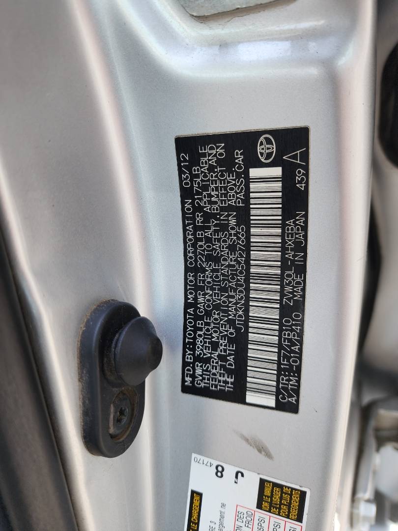 2012 TOYOTA PRIUS — 223407 Miles — Lot 27665 — Souq - Marhaba Auctions Used Cars - Image 9