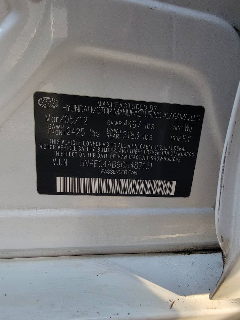 2012 HYUNDAI SONATA — 148781 Miles — Lot CH487131 — Main - Marhaba Auctions Used Cars - Image 10