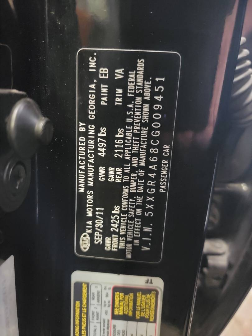2012 KIA OPTIMA — 145430 Miles — Lot CG009451 — Main - Marhaba Auctions Used Cars - Image 11