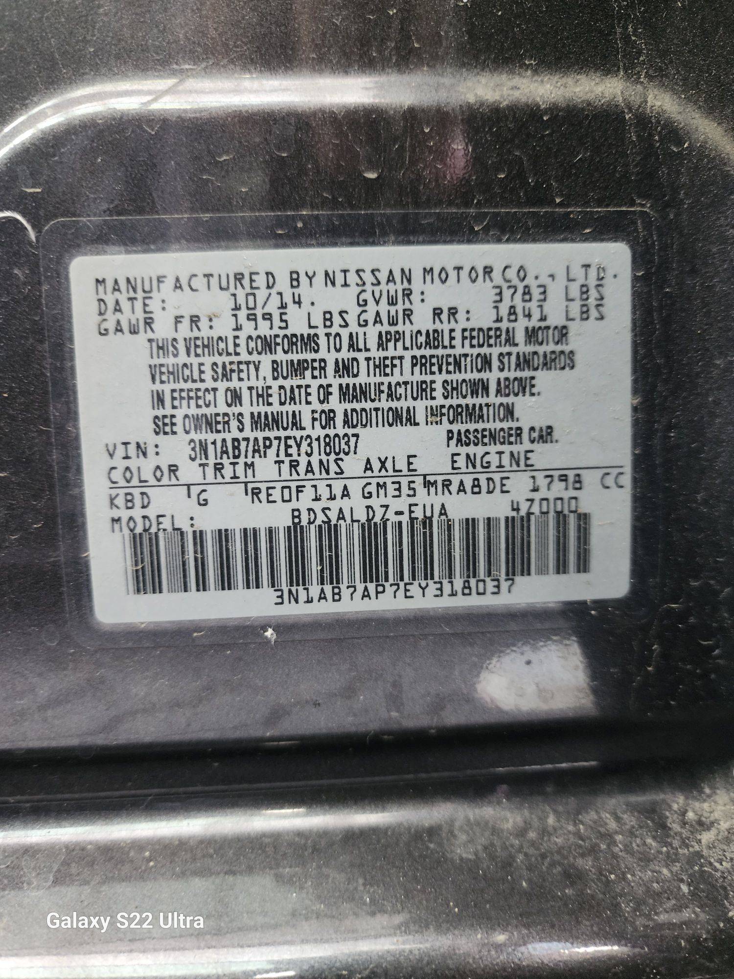 2014 NISSAN SENTRA — 169385 Miles — Lot 38744538 - Marhaba Auctions Used Cars - Image 6
