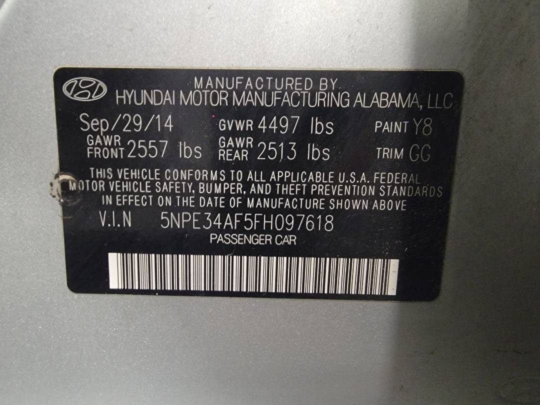 2015 HYUNDAI SONATA — 168519 Miles — Lot FH097618 — Main - Marhaba Auctions Used Cars - Image 9